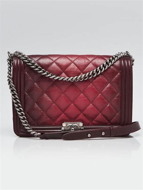 chanel oxblood ombre quilted glazed leather large boy bag|chanel bag boys.